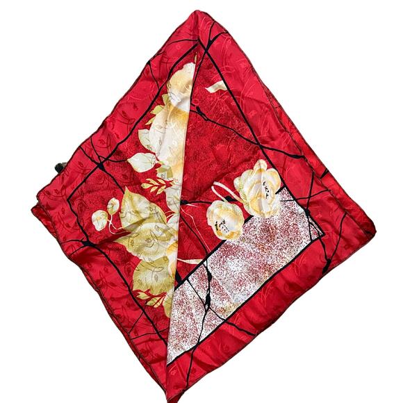 100% Silk Hand Rolled Scarf, Large 33x33 Square - Picture 4 of 5